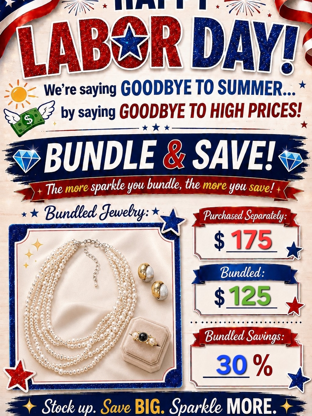 BUNDLED SAVINGS Multi-Strand Pearl Necklace with Pearl Earrings & Gold-Tone Ring